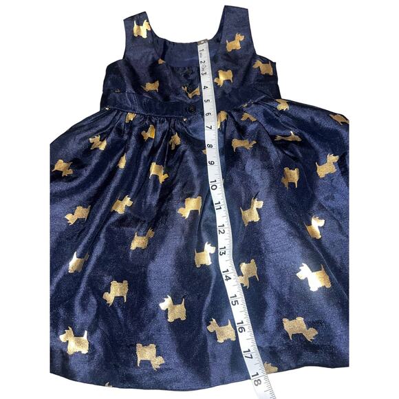 Scotty dog Navy and Gold baby girl Gymboree dress holiday size 18-24 months - Picture 2 of 5